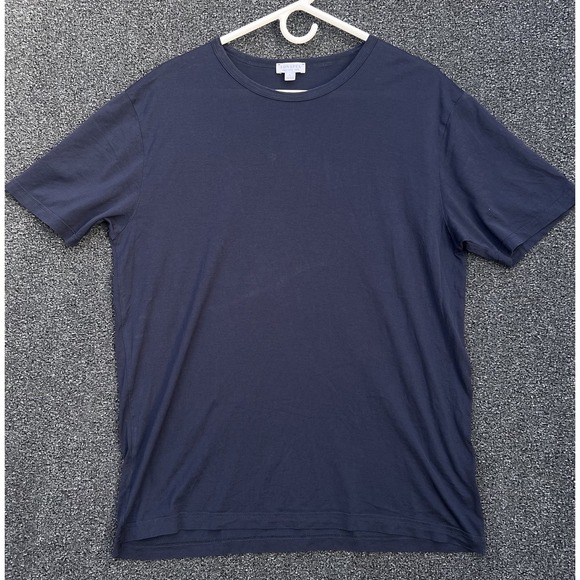 Sunspel Womens 100% Cotton Short Sleeve Round Neck T-Shirt Dark Blue - Picture 1 of 6
